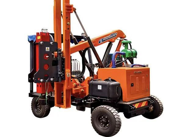 Wheeled Guardrail Stake Drilling Equipment